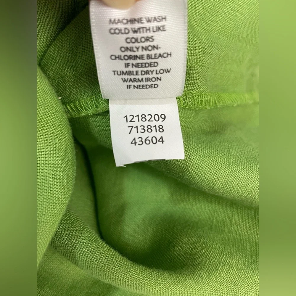 J. Jill Linen Pintuck Pleated Sleeveless Maxi Dress Apple Green Size M Lagenlook - Picture 10 of 10